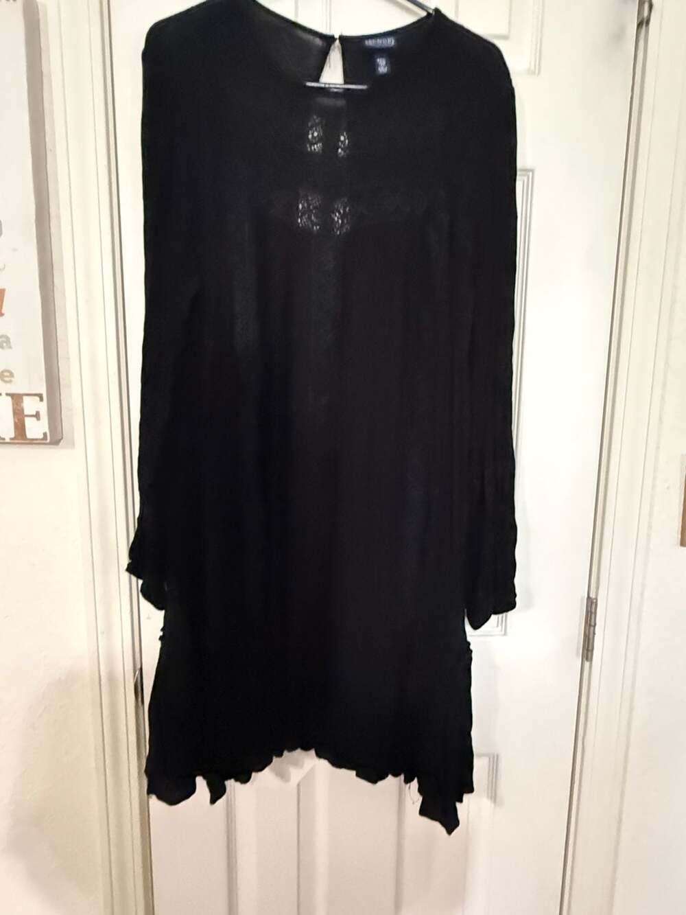 Scoop Women's Black Long Sleeve Lace Detail Tunic Dress Style SS-245